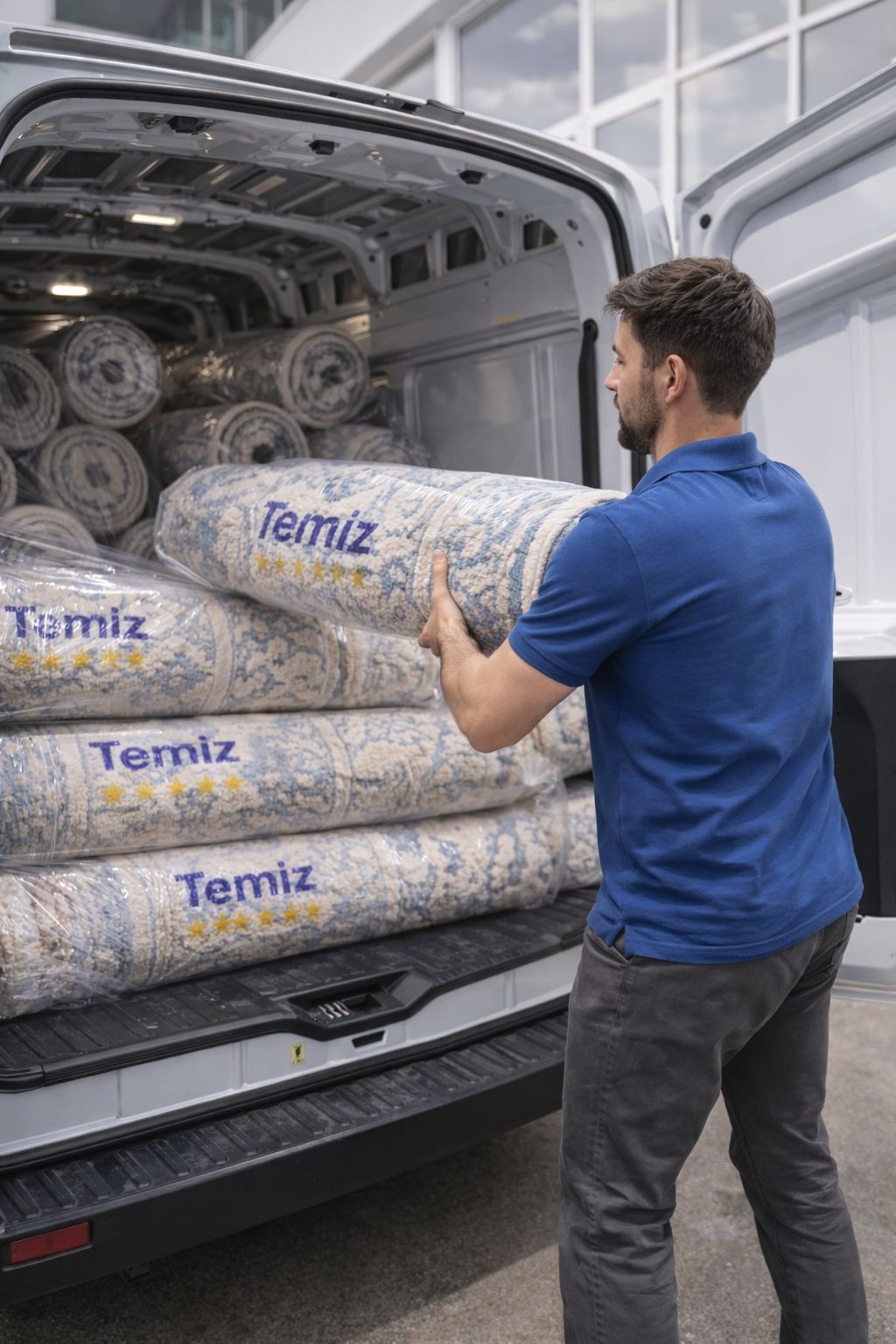 Servis aracına halı yükleme